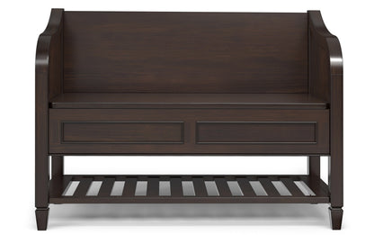 Dark Chestnut Brown | Connaught 42-inch Storage Bench with Shelf and 40-inch Cabinet
