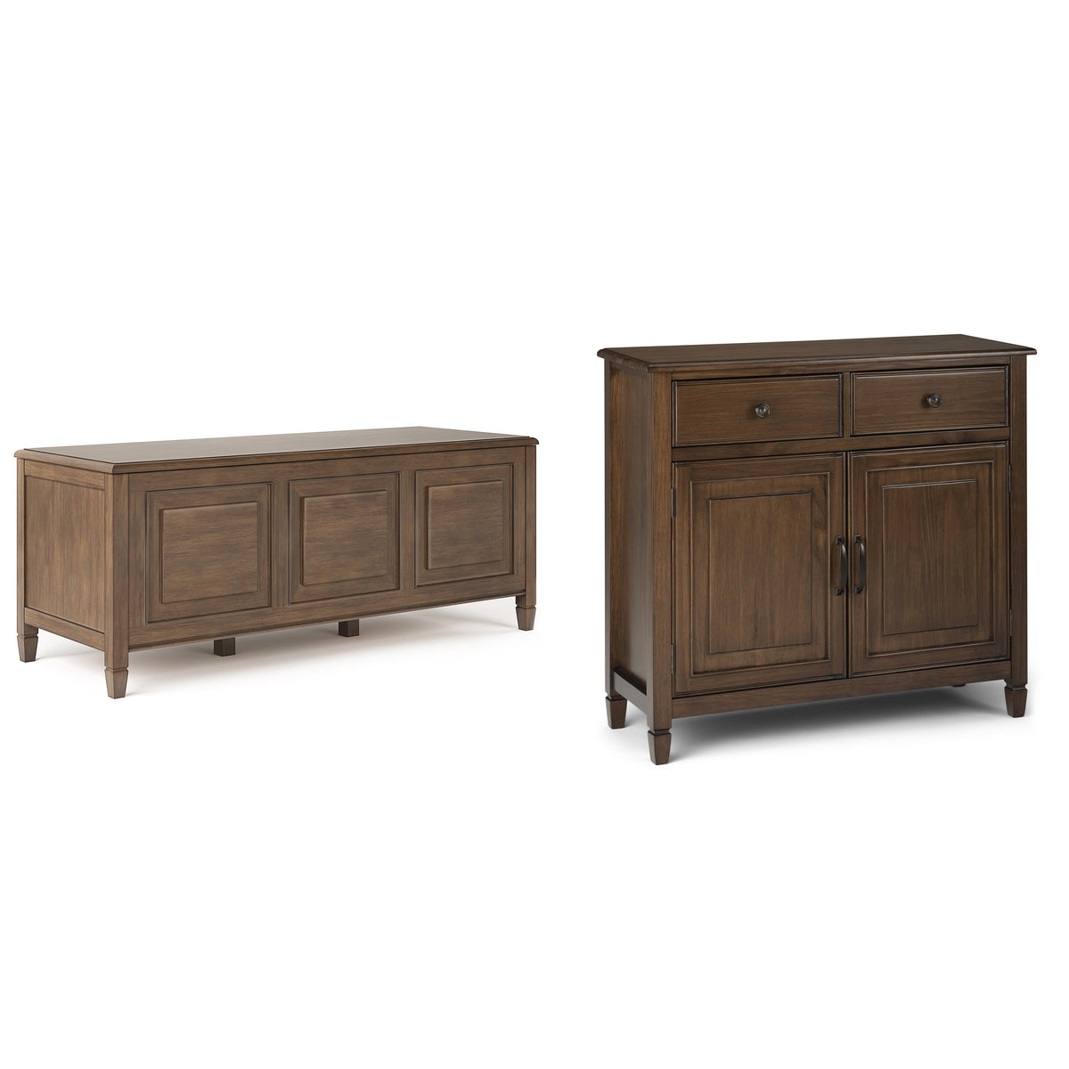 Natural Aged Brown | Connaught 51-inch Storage Bench and 40-inch Cabinet