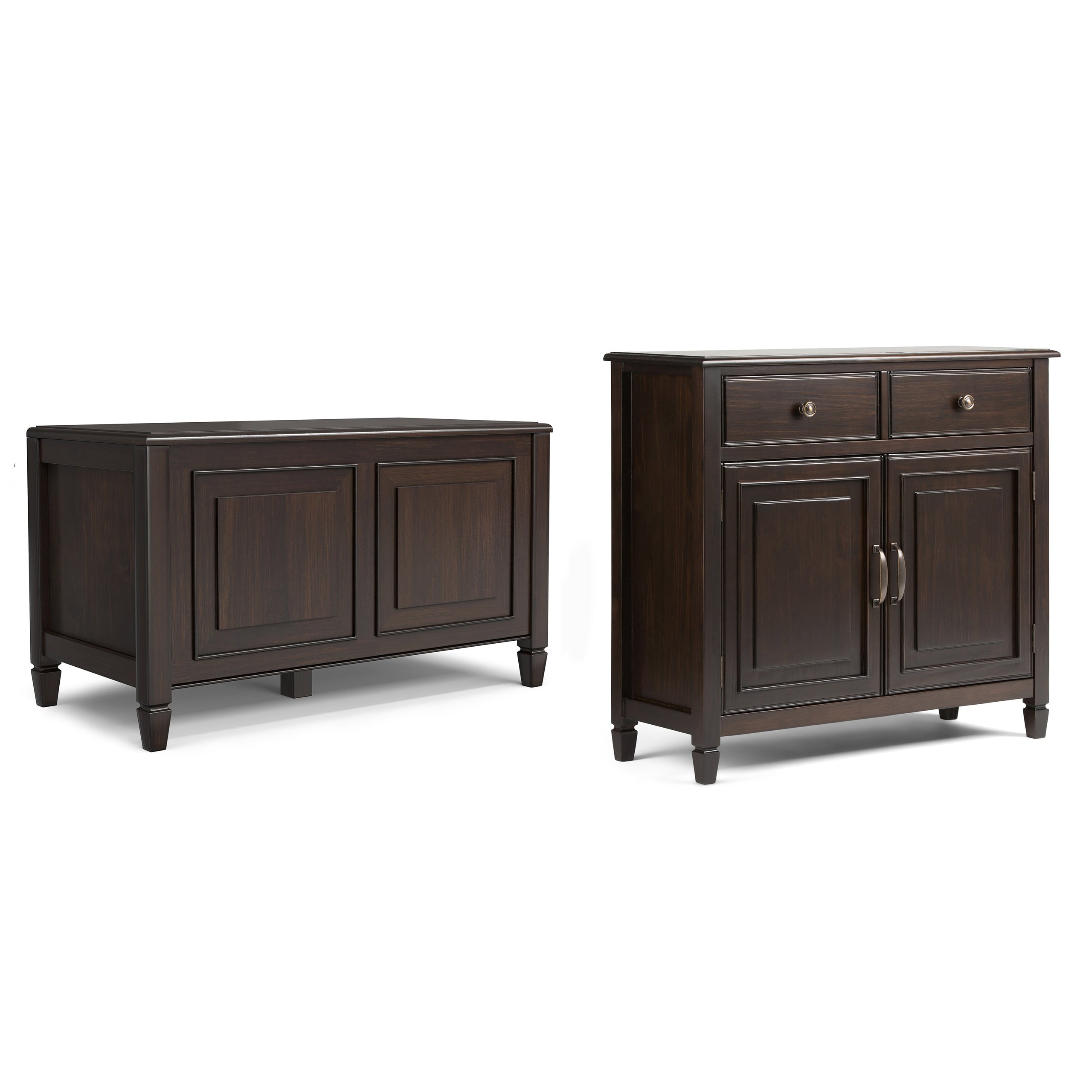 Dark Chestnut Brown | Connaught 36-inch Storage Bench and 40-inch Cabinet