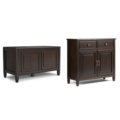 Dark Chestnut Brown | Connaught 36-inch Storage Bench and 40-inch Cabinet