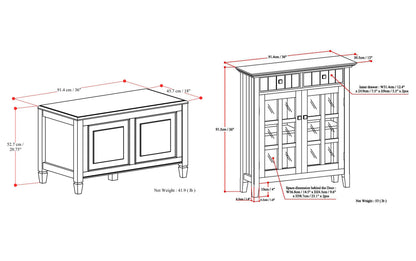 Dark Chestnut Brown | Connaught 36-inch Storage Bench and 40-inch Cabinet