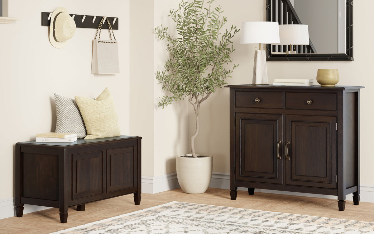 Dark Chestnut Brown | Connaught 36-inch Storage Bench and 40-inch Cabinet