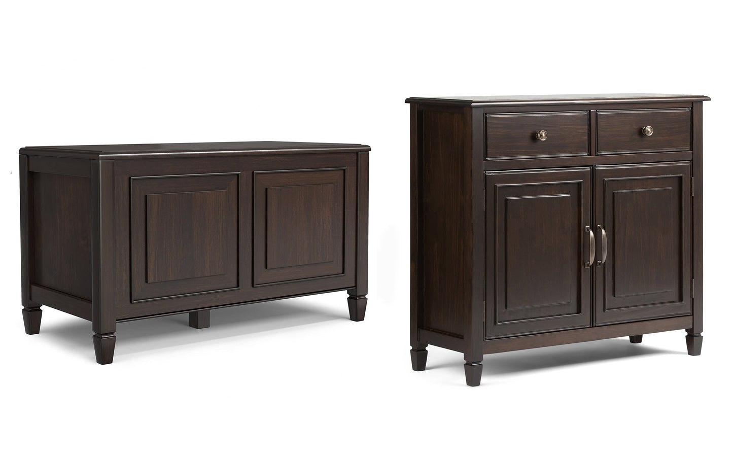 Dark Chestnut Brown | Connaught 36-inch Storage Bench and 40-inch Cabinet