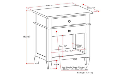 Distressed Grey | Carlton 24 inch Bedside Table (Set of 2)