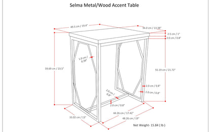 Cognac | Selma Metal/Wood Accent Table in Natural and Gold