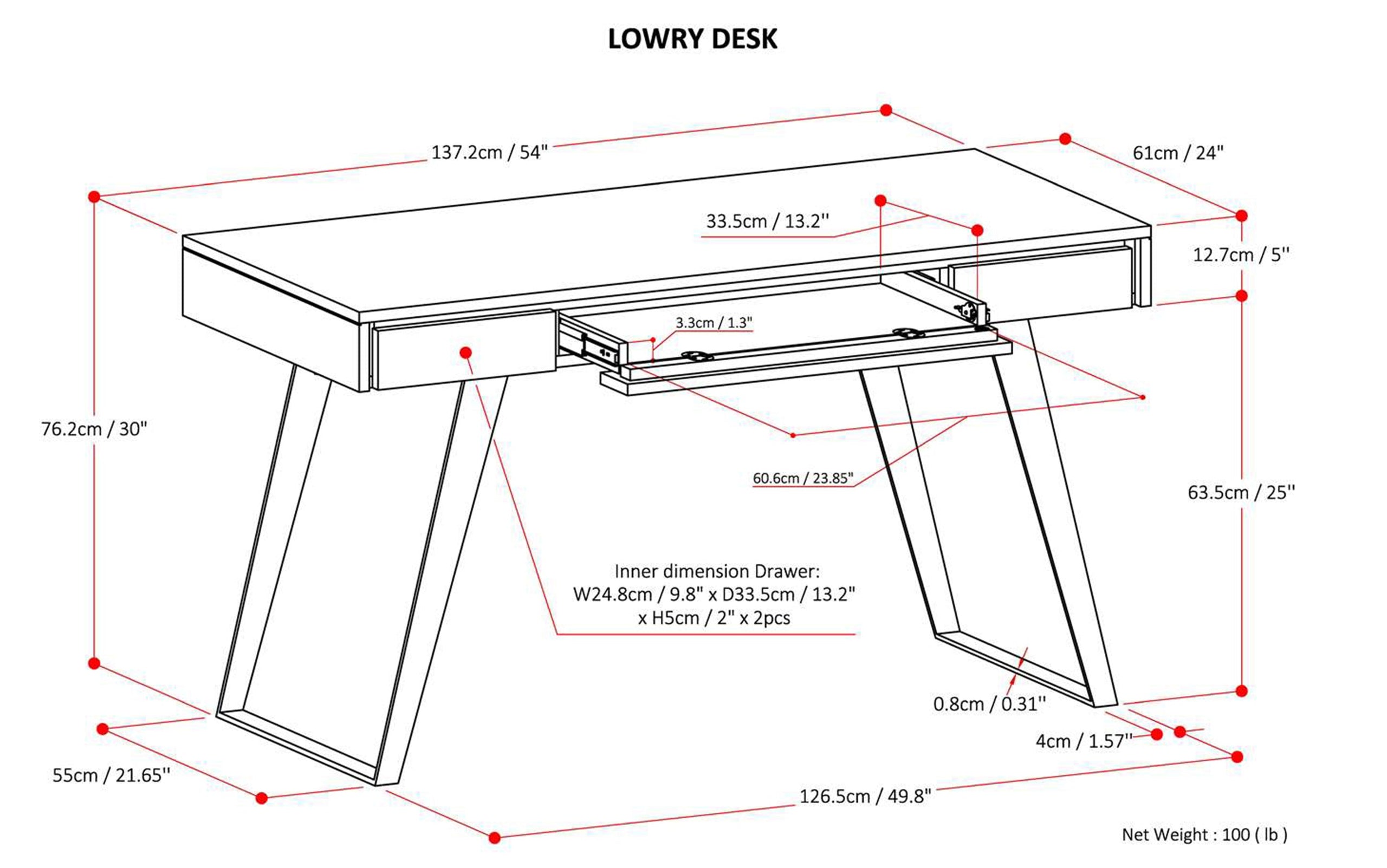 Distressed Charcoal Brown Acacia | Lowry Desk