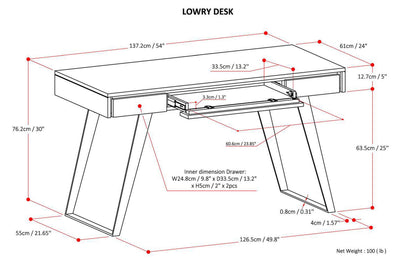 Distressed Charcoal Brown Acacia | Lowry Desk