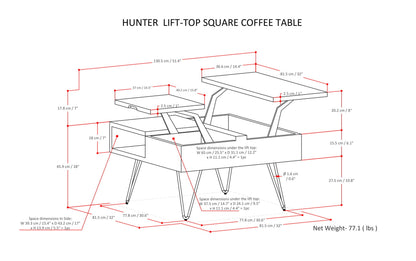 Refined Natural Mango | Hunter Lift Top Square Coffee Table