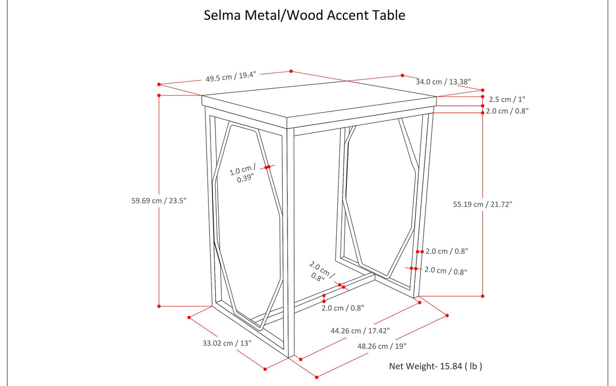 White Wash | Selma Metal/Wood Accent Table in Natural and Gold