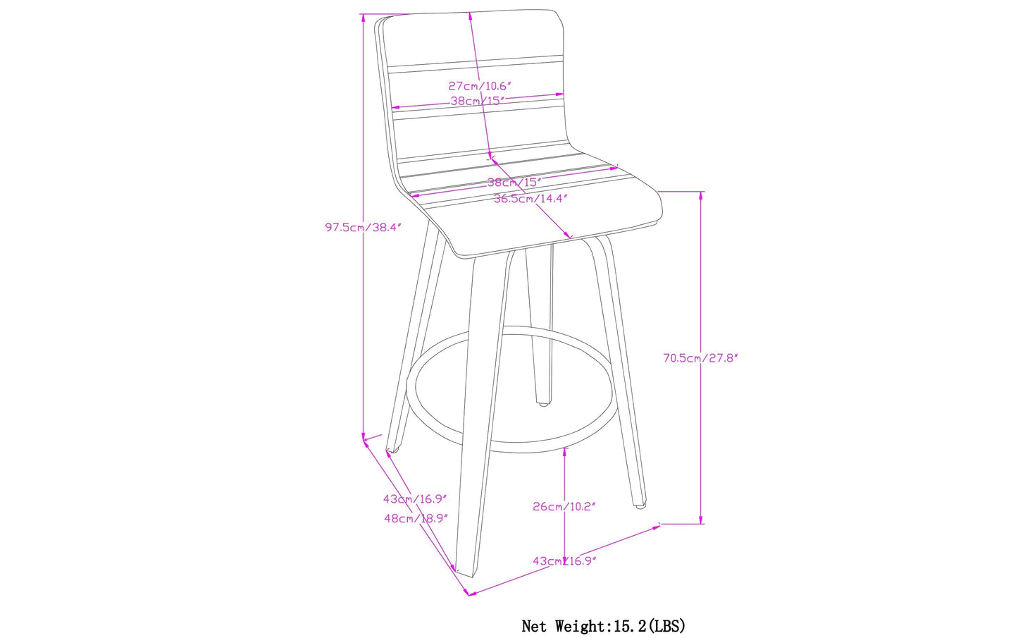 White Vegan Leather | Roland Swivel Bar Stool in Vegan Leather