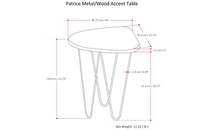 Dark Brown | Patrice Metal/Wood Accent Table in Natural and Gold