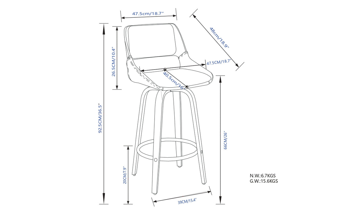 Black Vegan Leather | Carly Swivel Bar Stool (Set of 2)