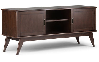 Medium Auburn Brown | Draper 60W TV Stand with Set of Two 22W Cubbie Bookcases w/ Drawer
