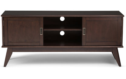 Medium Auburn Brown | Draper 60W TV Stand with Set of Two 22W Cubbie Bookcases w/ Drawer