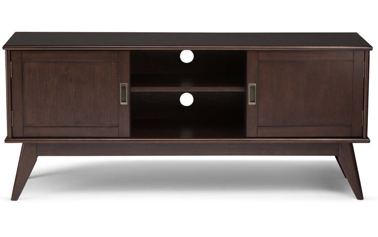 Medium Auburn Brown | Draper 60W TV Stand with Set of Two 22W Cubbie Bookcases w/ Drawer
