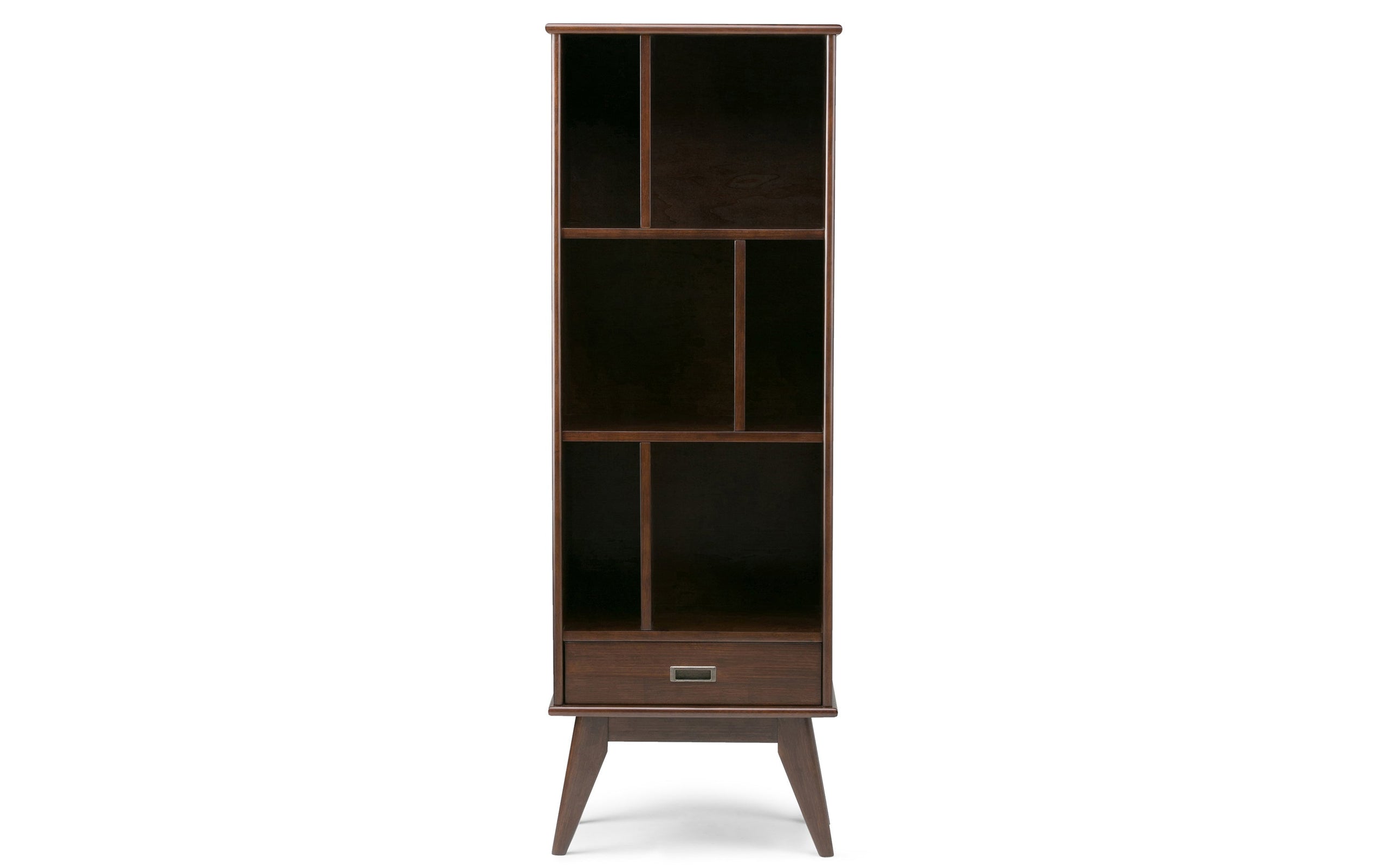 Medium Auburn Brown | Draper 60W TV Stand with Set of Two 22W Cubbie Bookcases w/ Drawer