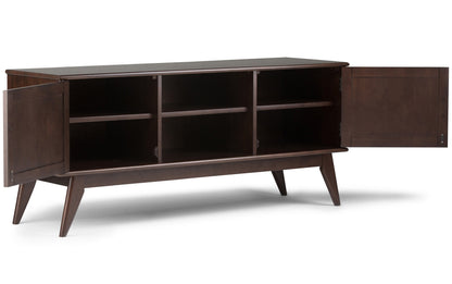 Medium Auburn Brown | Draper 60W TV Stand with Set of Two 22W Cubbie Bookcases w/ Drawer