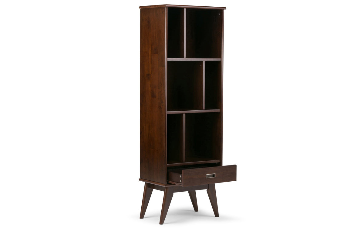 Medium Auburn Brown | Draper 60W TV Stand with Set of Two 22W Cubbie Bookcases w/ Drawer