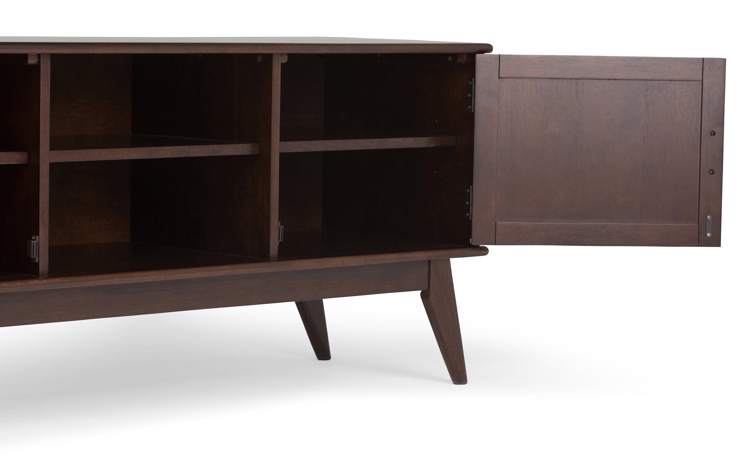 Medium Auburn Brown | Draper 60W TV Stand with Set of Two 22W Cubbie Bookcases w/ Drawer