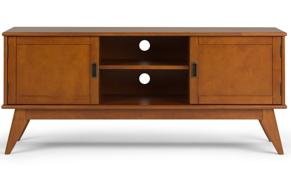 Teak Brown | Draper 60W TV Stand with Set of Two 22W Cubbie Bookcases w/ Drawer