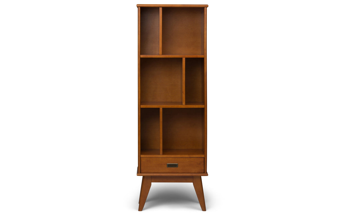Teak Brown | Draper 60W TV Stand with Set of Two 22W Cubbie Bookcases w/ Drawer