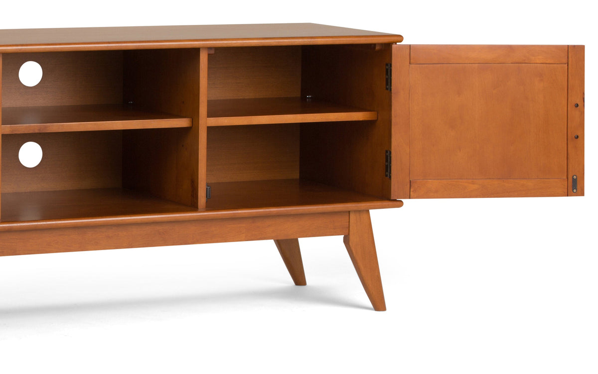 Teak Brown | Draper 60W TV Stand with Set of Two 22W Cubbie Bookcases w/ Drawer