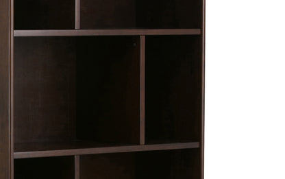 Medium Auburn Brown | Draper 35W 6 Cubbie Bookcase with Drawer (Set of 2)