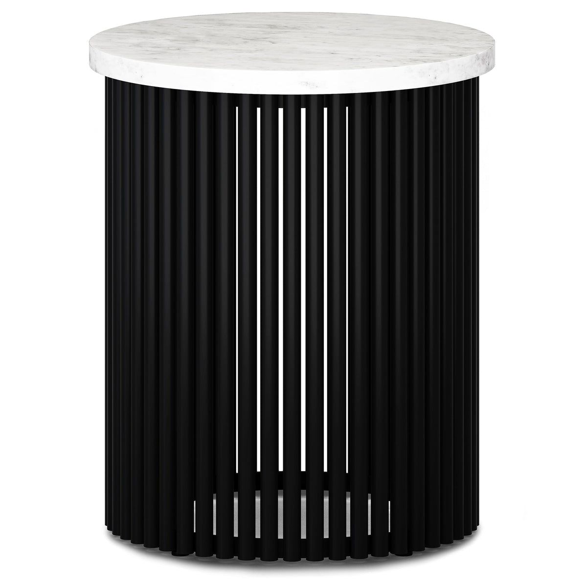 White Marble/Black Marble | Demy Metal and Wood Accent Table