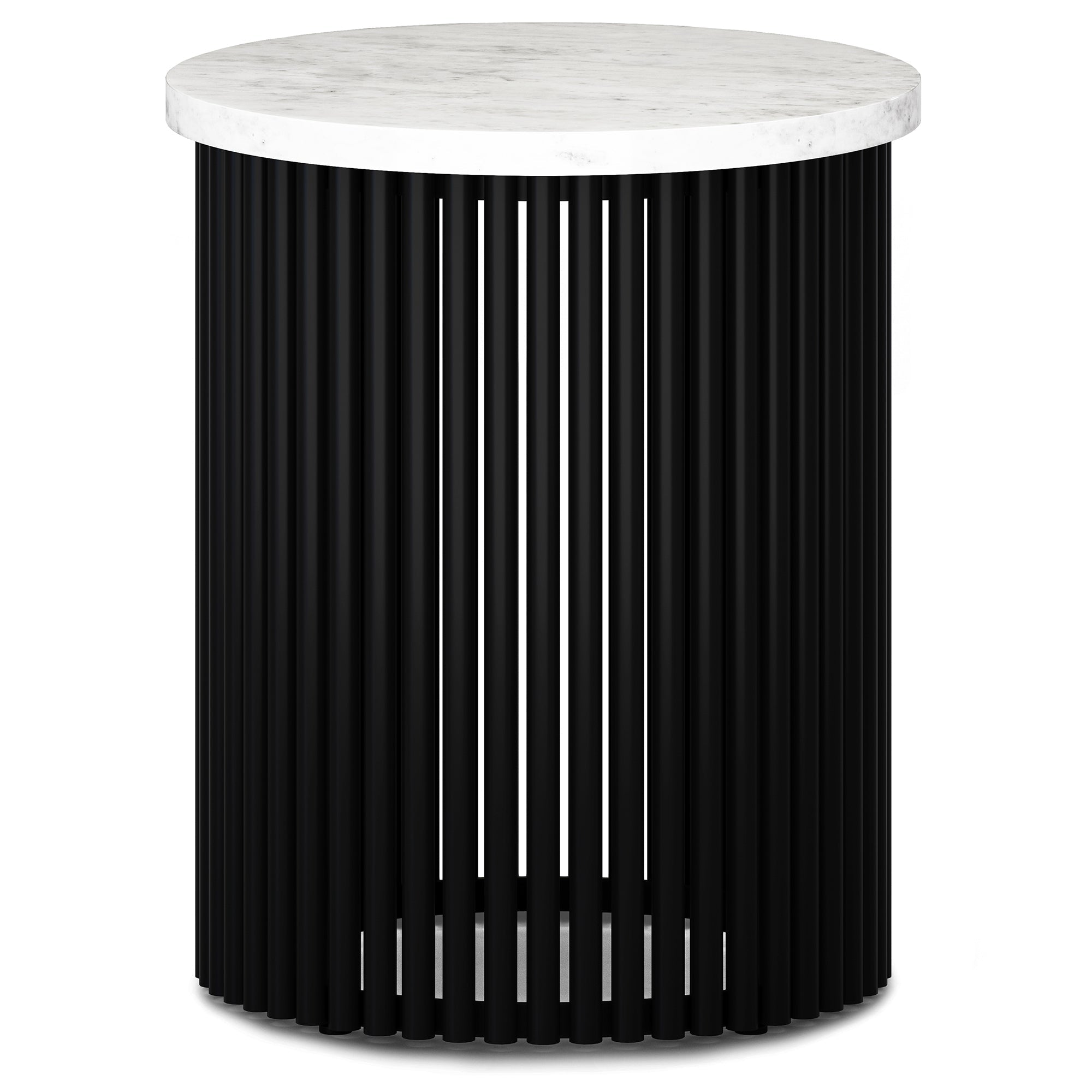 White Marble/Black Marble | Demy Metal and Wood Accent Table