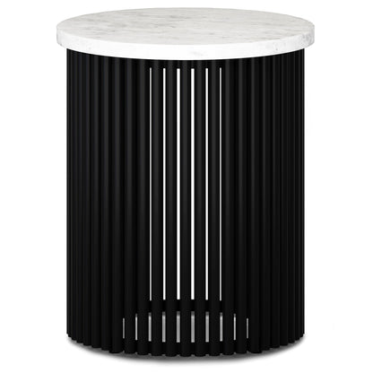 White Marble/Black Marble | Demy Metal and Wood Accent Table
