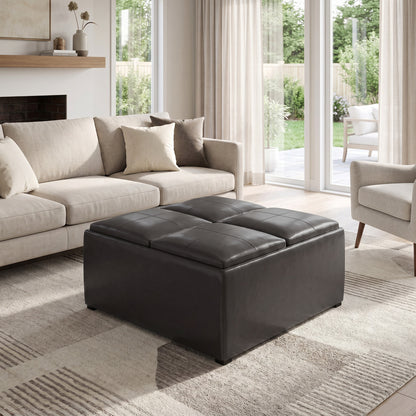 Tanners Brown Vegan Leather | Avalon Table Ottoman in Vegan Leather