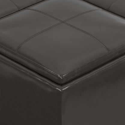 Tanners Brown Vegan Leather | Avalon Table Ottoman in Vegan Leather