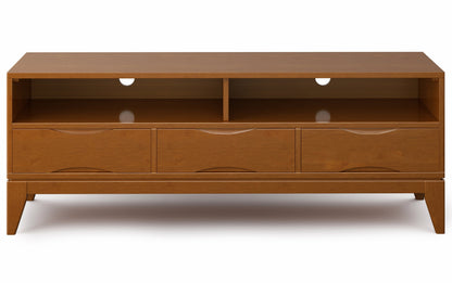 Teak Brown | Harper 60W TV Stand with Set of Two 24W 4 Shelf Bookcases w/ Drawer