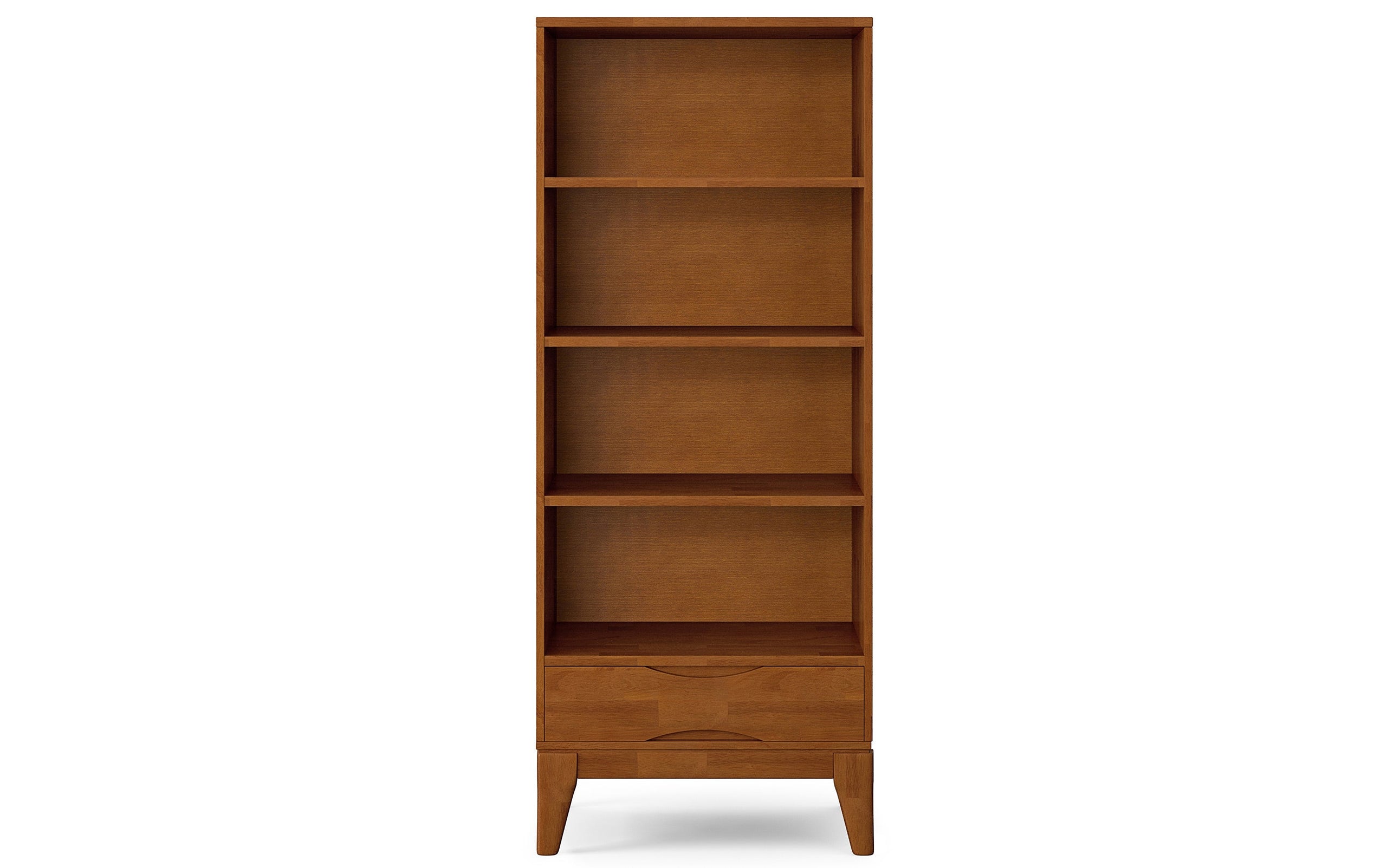 Teak Brown | Harper 60W TV Stand with Set of Two 24W 4 Shelf Bookcases w/ Drawer