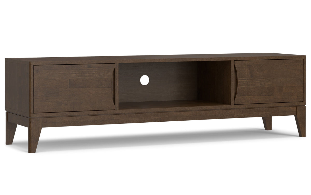 Walnut Brown | Harper 72W Low TV Stand with Set of Two 24W 5 Shelf Bookcases