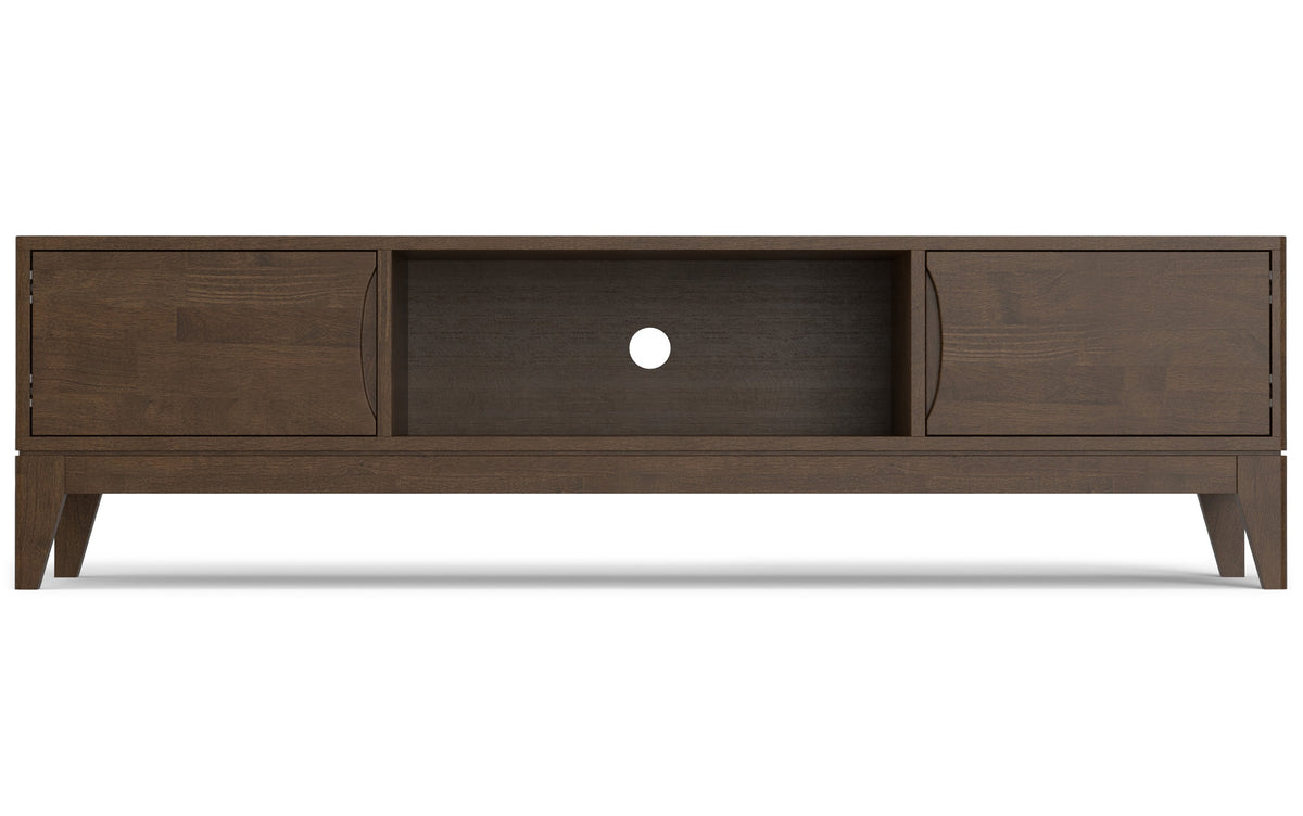 Walnut Brown | Harper 72W Low TV Stand with Set of Two 24W 5 Shelf Bookcases