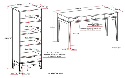 Black | Harper 60 inch Desk and 24 inch Bookcase