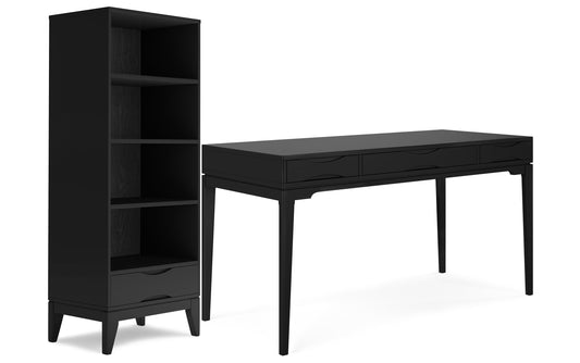 Black | Harper 60 inch Desk and 24 inch Bookcase