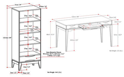 Walnut Brown | Harper 48 inch Desk and 24 inch Bookcase