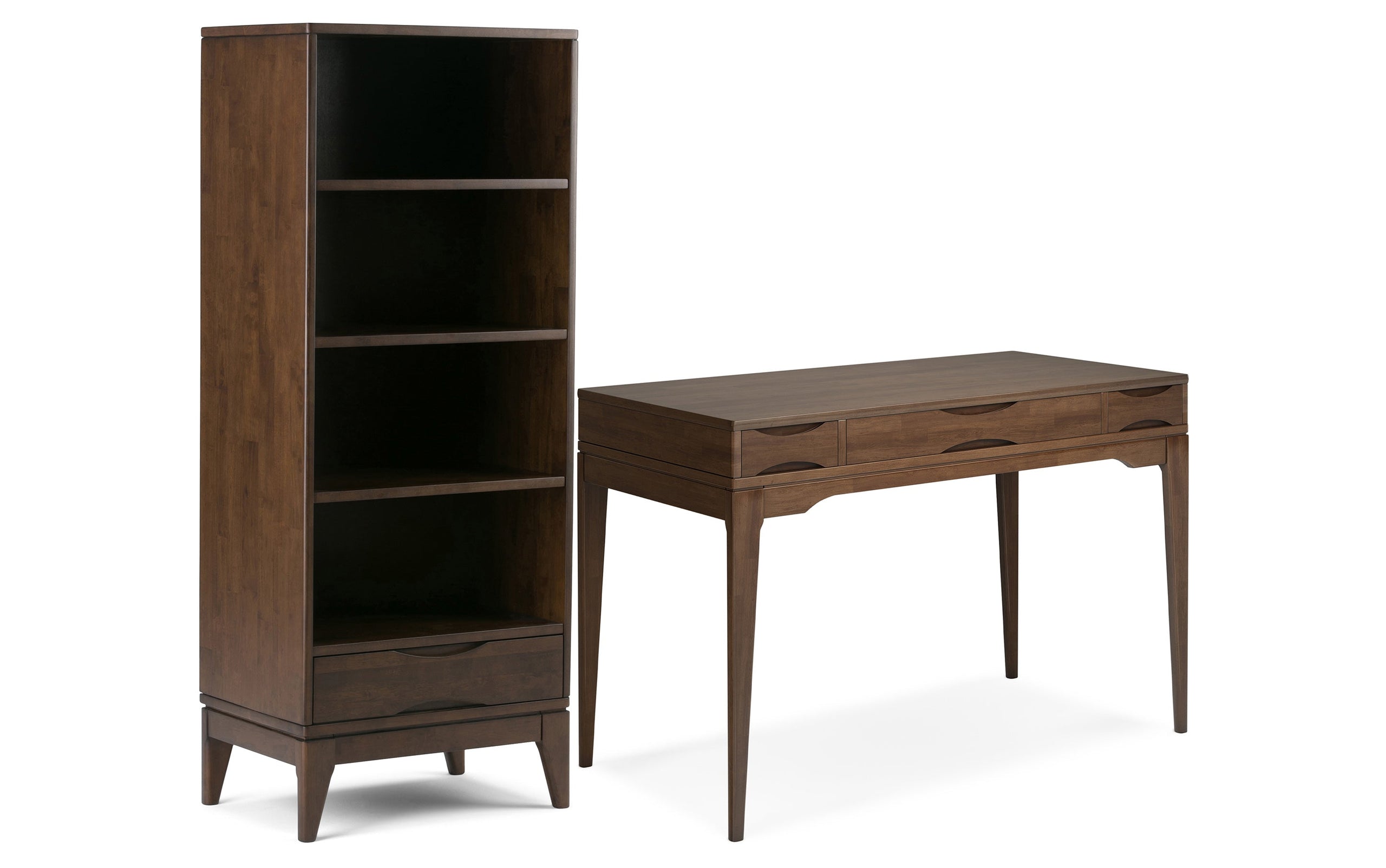 Walnut Brown | Harper 48 inch Desk and 24 inch Bookcase