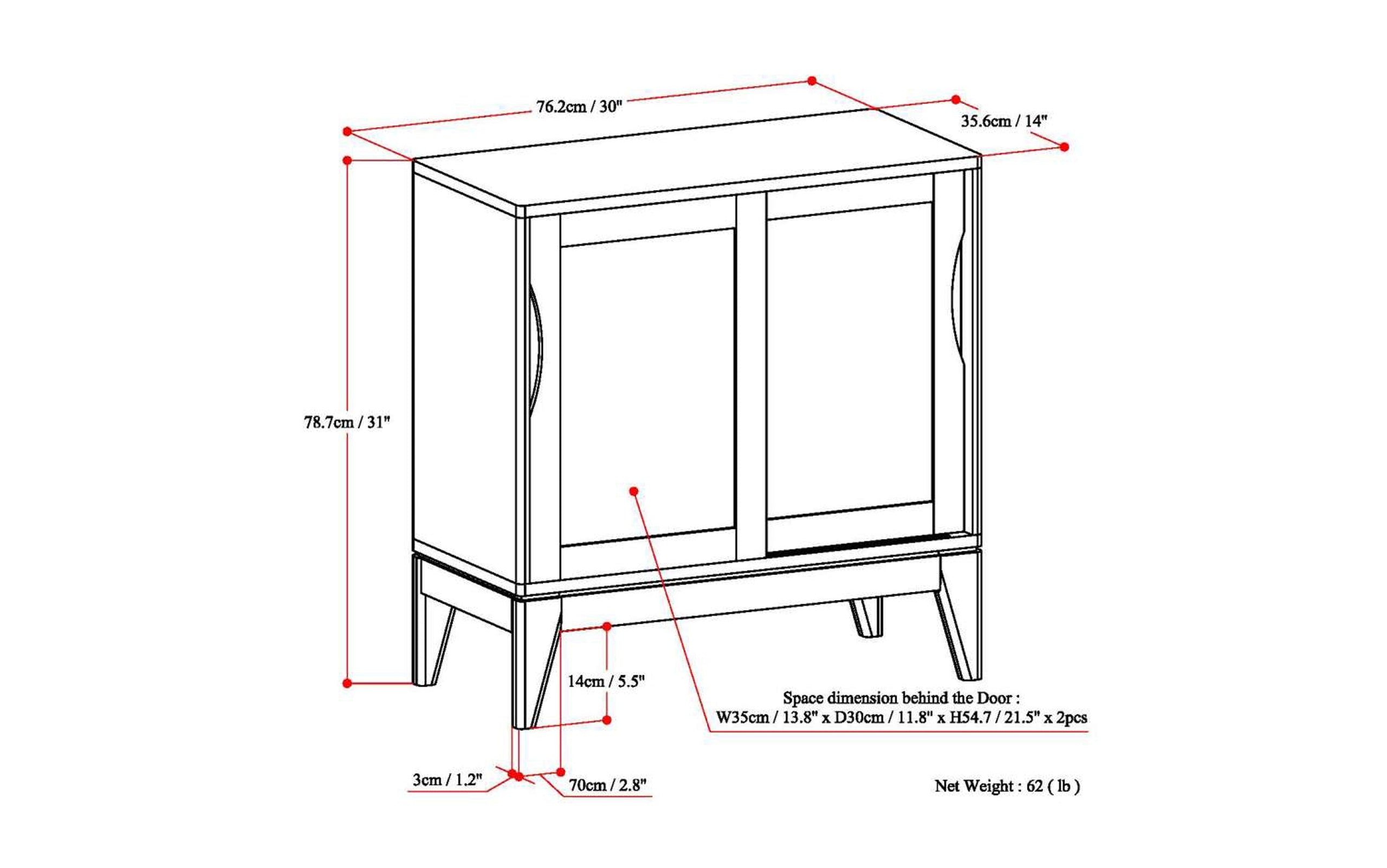 Walnut Brown | Harper 30W Storage Cabinet with Doors Set of 2