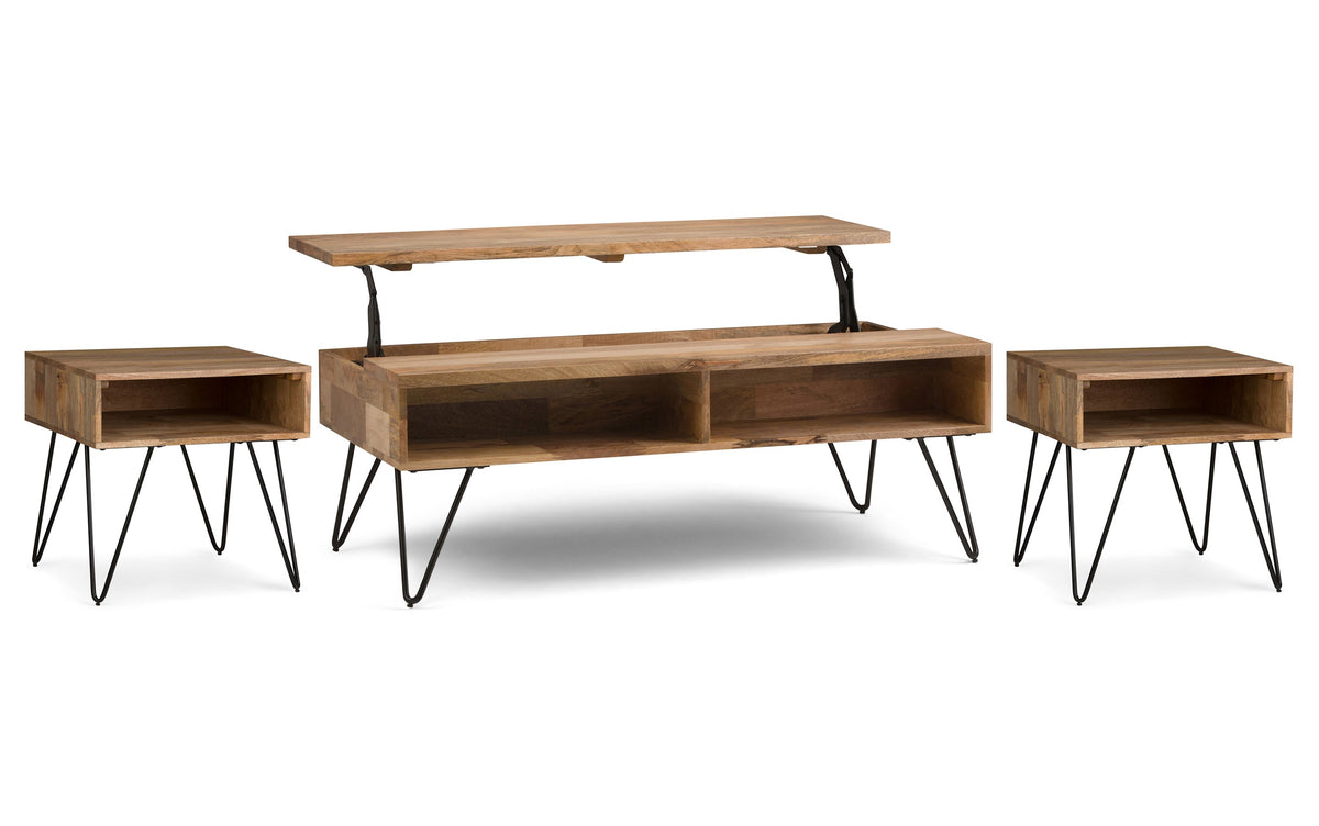 Natural | Hunter 48 inch Coffee Table with 22 inch End Tables (Set of 3)