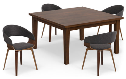 Charcoal Grey/Walnut Linen Style Fabric | Lowell / Eastwood 5 Pc Dining Set