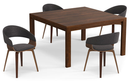 Charcoal Grey/Walnut Linen Style Fabric | Lowell / Wilson 5 Pc Dining Set