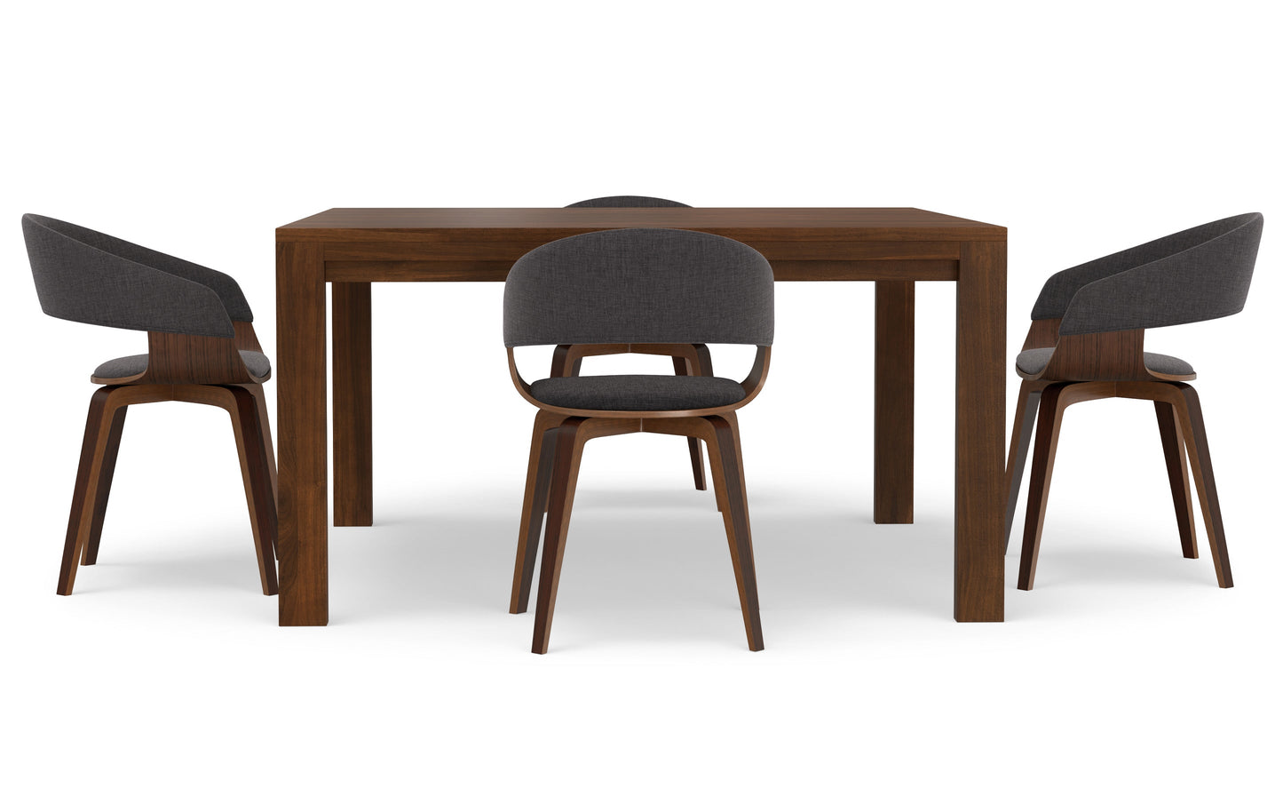 Charcoal Grey/Walnut Linen Style Fabric | Lowell / Wilson 5 Pc Dining Set