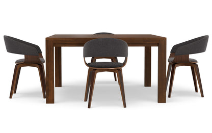 Charcoal Grey/Walnut Linen Style Fabric | Lowell / Wilson 5 Pc Dining Set