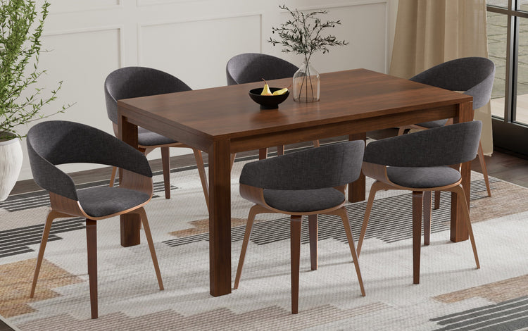 Charcoal Grey Linen Style Fabric | Lowell / Wilson 7 Pc Dining Set