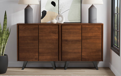 Walnut Walnut | Lowry 39W Tall Storage Cabinet with Doors Set of 2 in Walnut