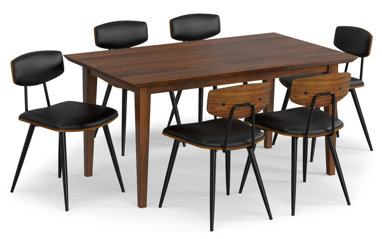 Black/Walnut Vegan Leather | Mavis / Colby 7 Pc Dining Set