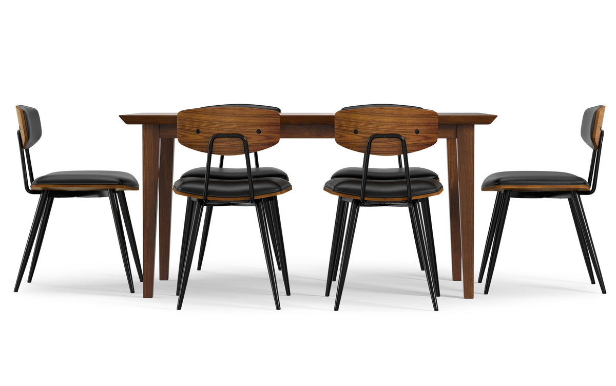 Black/Walnut Vegan Leather | Mavis / Colby 7 Pc Dining Set